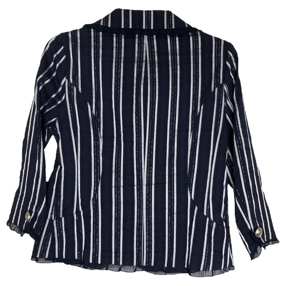 Roots Navy and Silver Striped Blazer with Silver Buttons - Size Small - Picture 2 of 7